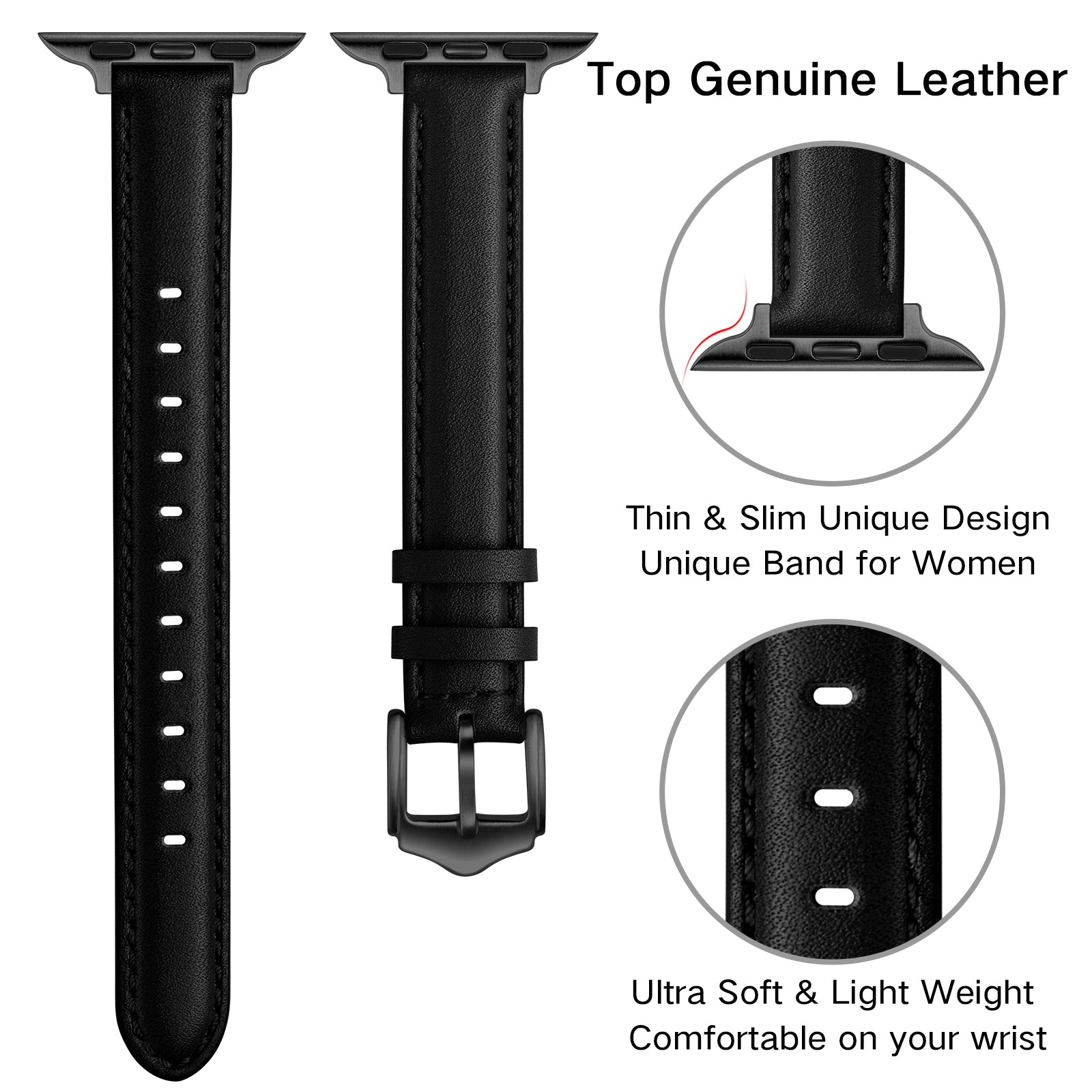 Genuine Leather Replacement Smart Watch Band Adjustable Wrist Strap for Watch Ultra 49mm Ultra 2 49mm Series 9 45mm SE (2023) 44mm Series 8 7 45mm Series 6 5 4 SE SE (2022) 44mm Series 3 2 1 42mm Genuine Leather Replacement Smart Watch Band Adjustable Wrist Strap for Watch Ultra 49mm Ultra 2 49mm Series 9 45mm SE (2023) 44mm Series 8 7 45mm Series 6 5 4 SE SE (2022) 44mm Series 3 2 1 42mm